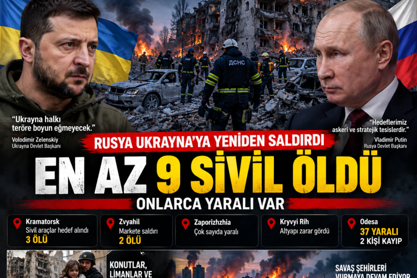 RUSYA UKRAYNA’YA YENİDEN SALDIRDI: EN AZ 9 SİVİL ÖLDÜ